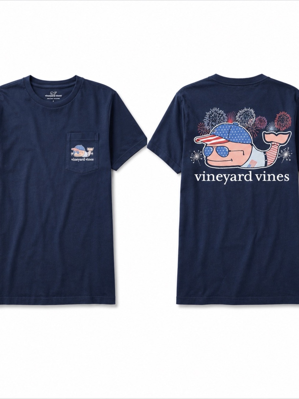 Vineyard Vines Navy Patriotic Whale Tee